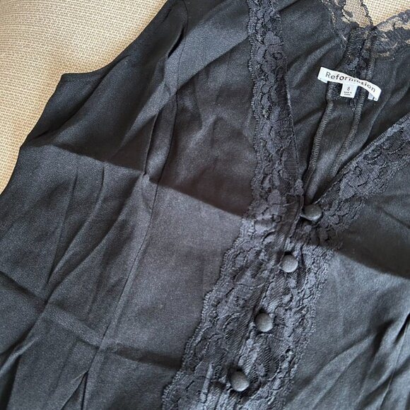 BEST Reformation Cristina Lace Top Sz6 Black Lace French Vest Must Have - Picture 6 of 10
